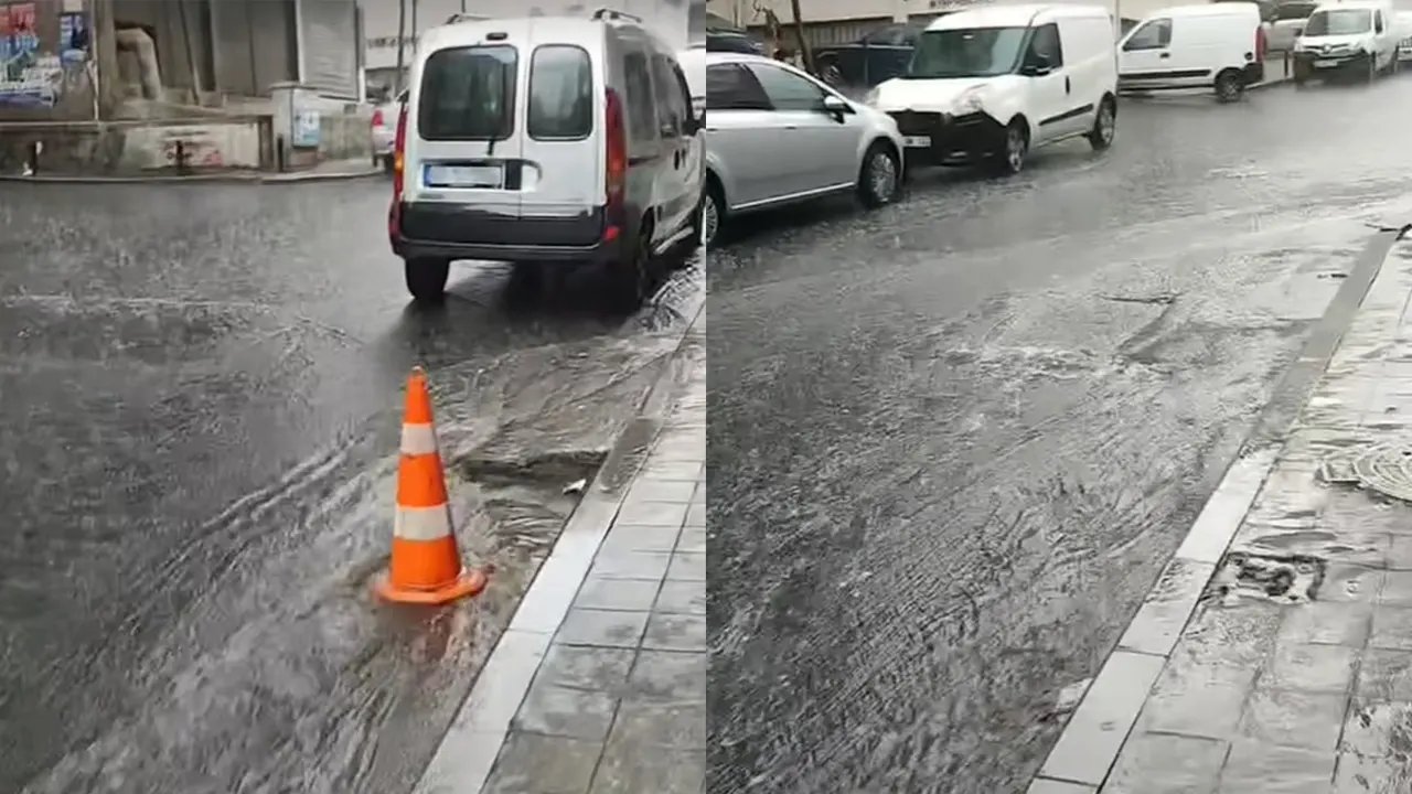 Okmeydanı sokakları yoğun yağış etkisinde kaldı