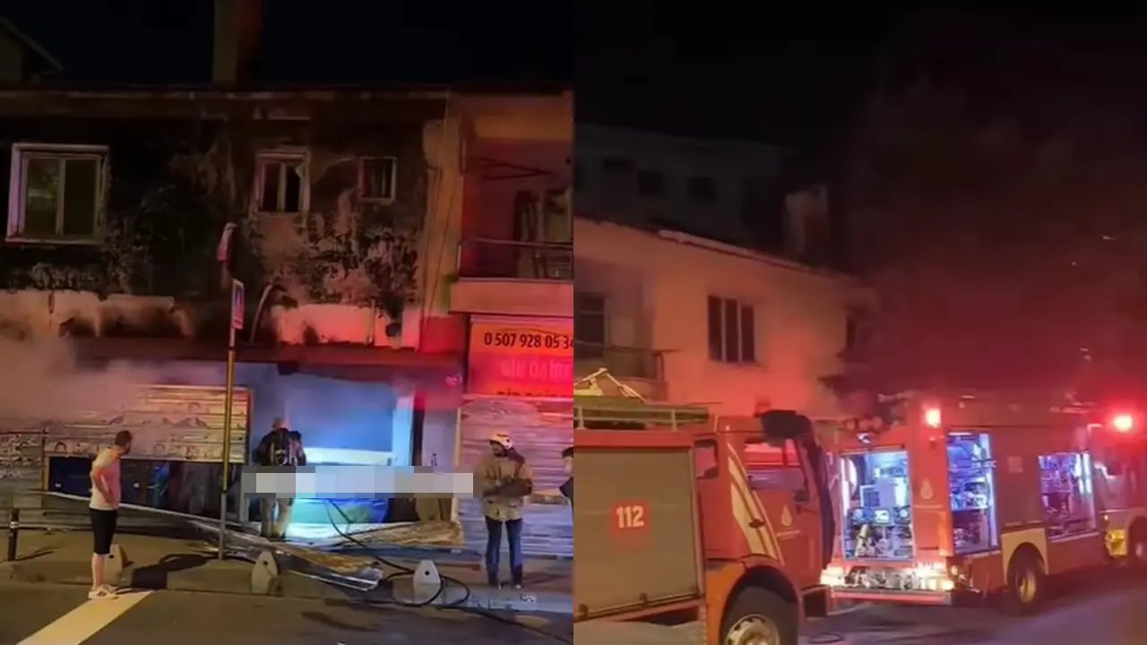 Ataşehir'de gece saatleri yangın paniği! Alevler kısa sürede 2 katlı binayı sardı