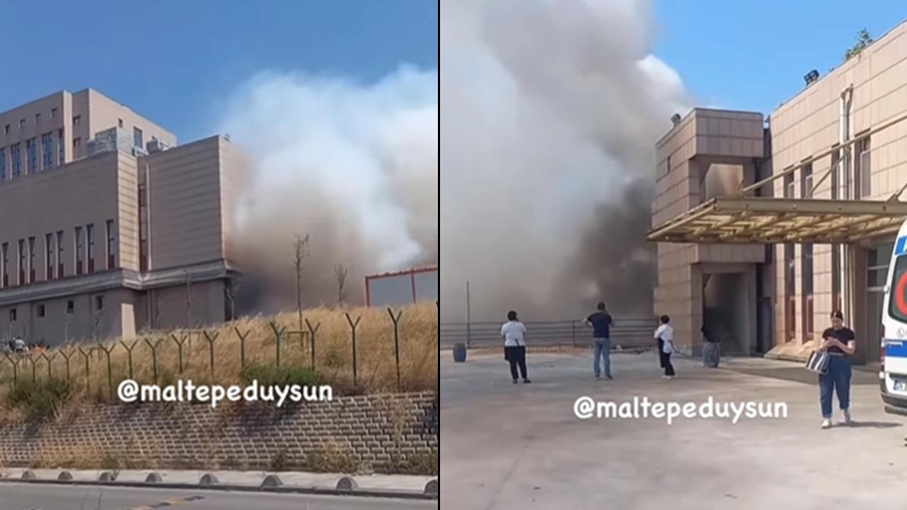 Maltepe'de otluk alanda çıkan yangın hastanenin ek hizmet binasına sıçradı: Camlar patladı, ekipler sevk edildi