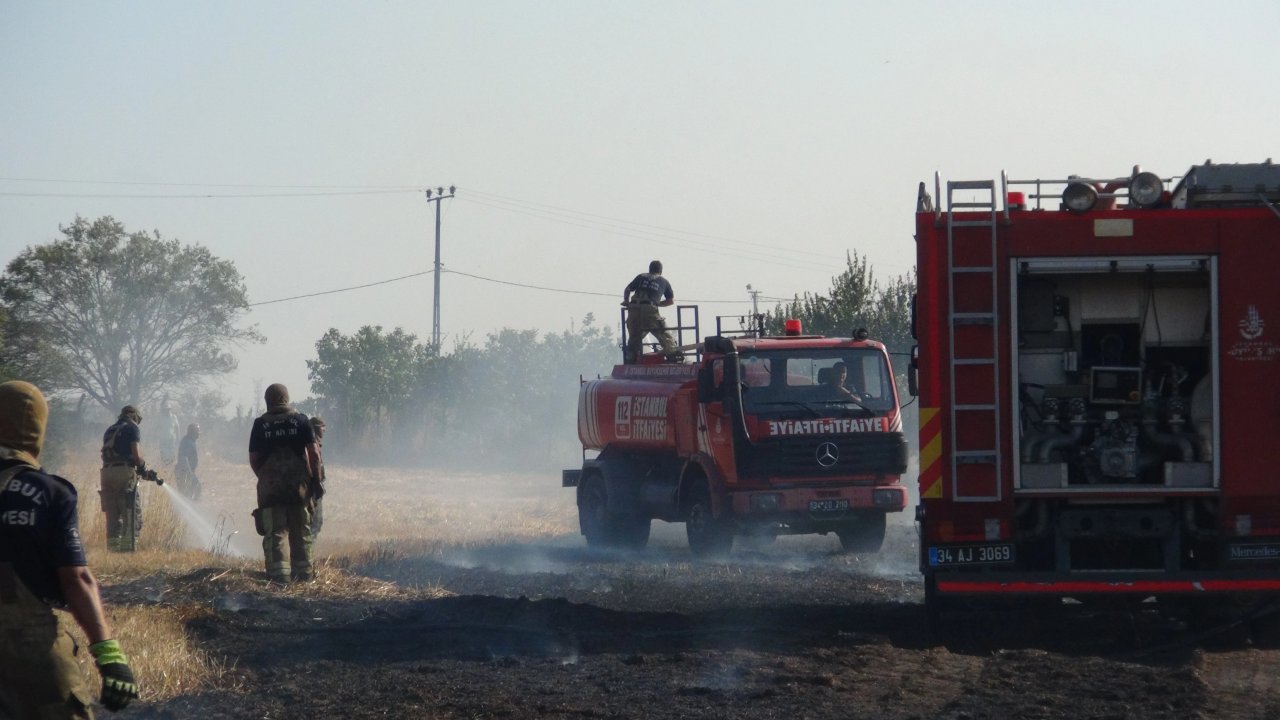 Silivri'deki otluk yangını: 20 dönüm alan hasar gördü