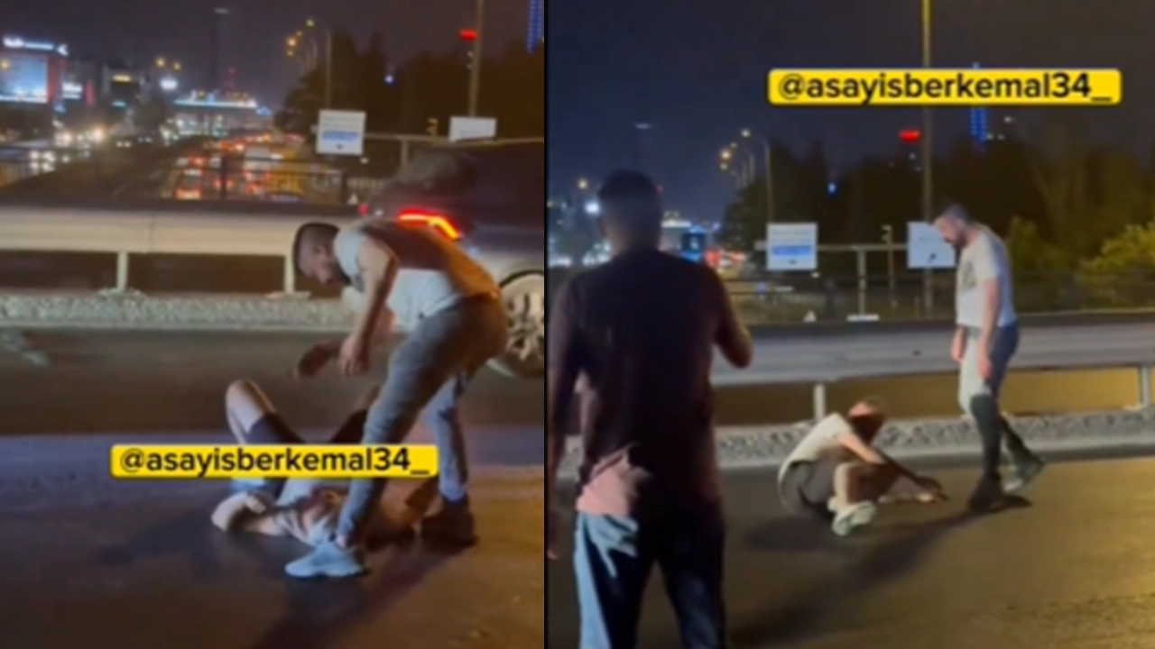 İstanbul Avcılar'da ilginç kavga: Akan trafiği umursamadan arkadaşını dakikalarca tokatladı