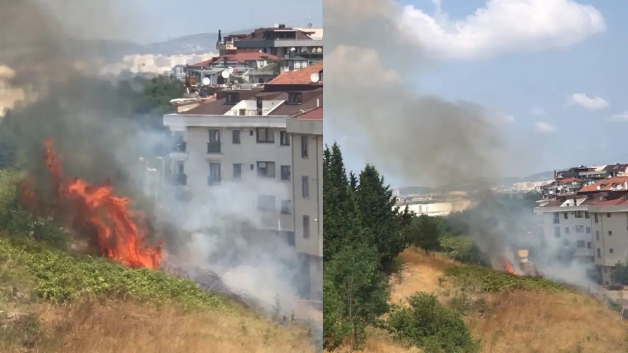 Sancaktepe'de büyük yangın! Otluk alanda yükselen alevlere müdahale başlatıldı