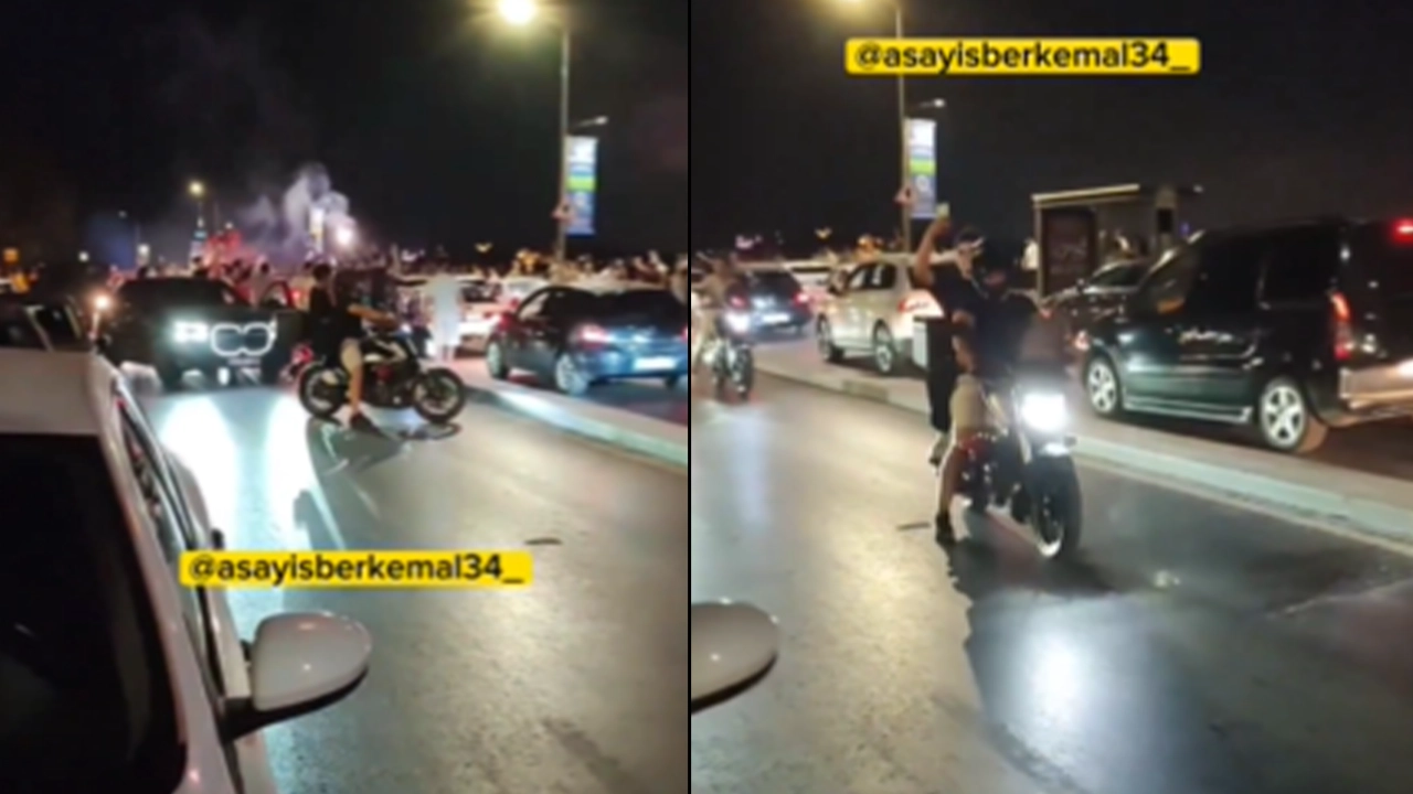 İstanbul Üsküdar'daki asker eğlencesinde meşale yakıp, yolu trafiğe kapattılar