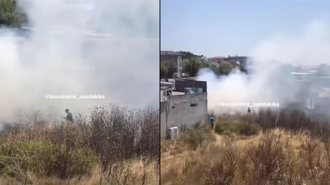 Başakşehir'de otluk alanda yangın