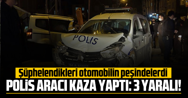 Arnavutköy'de polis aracı kaza yaptı: 2'si polis, 3 yaralı