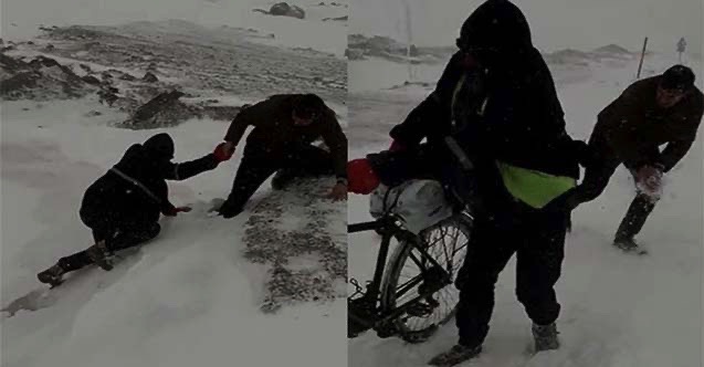 Bisikletiyle Türkiye turuna çıktı, Kars'ta donmak üzereyken kurtarıldı