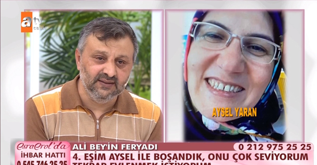 Esra Erol'da Ali Özengi boşandığı eşi Aysel Yaran ile yeniden evlenmek istiyor