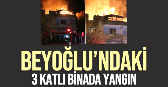 Beyoğlu'ndaki 3 katlı binanın çatı katında yangın