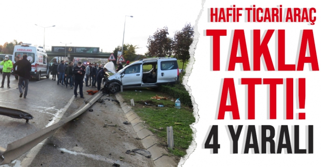 Ümraniye'de hafif ticari araç takla attı, 4 kişi yaralandı