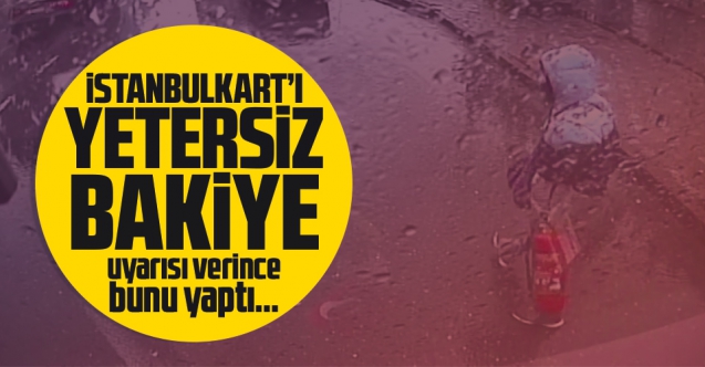 İstanbulkart'ı yetersiz bakiye uyarısı verince yangın tüpünü çalıp kaçtı