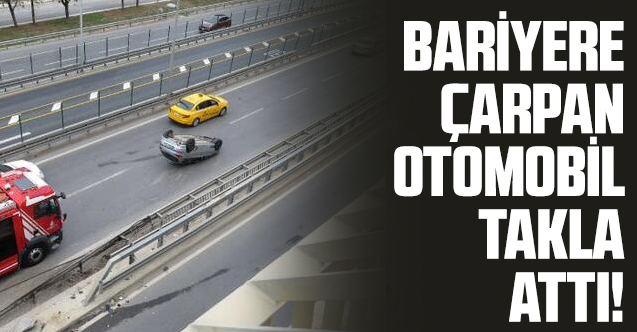 Kadıköy'de bariyere çarpan otomobil takla attı