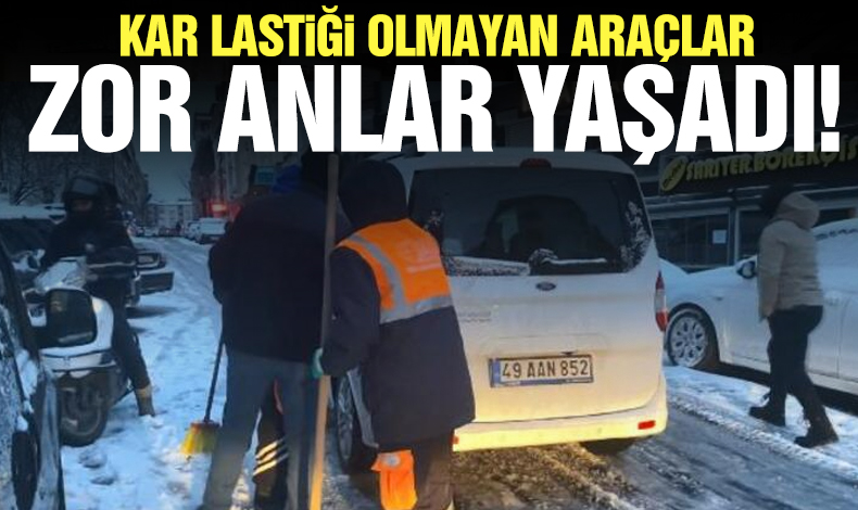 Esenyurt ve Ataşehir'de kar lastiği olmayan araçların buzlanan yollarda zor anları