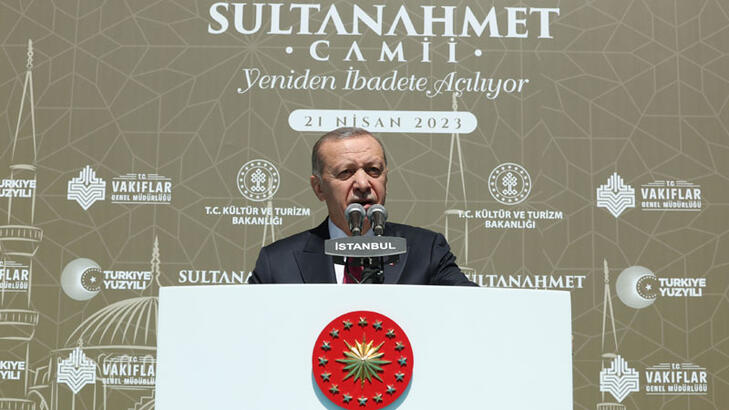 Cumhurbaşkanı Erdoğan Sultanahmet Cami'nin ibadete açılışı töreninde konuştu