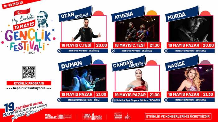İstanbul'da üç ilçeden ortak 'Hep Birlikte 19 Mayıs Gençlik Festivali'