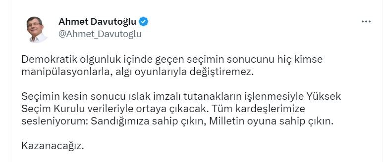 Ahmet Davutoğlu: Milletin oyuna sahip çıkın