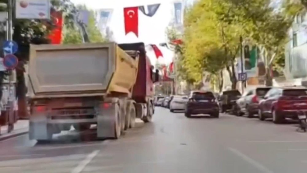 Trafik kurallarını ihlal eden hafriyat kamyonu şoförüne ceza