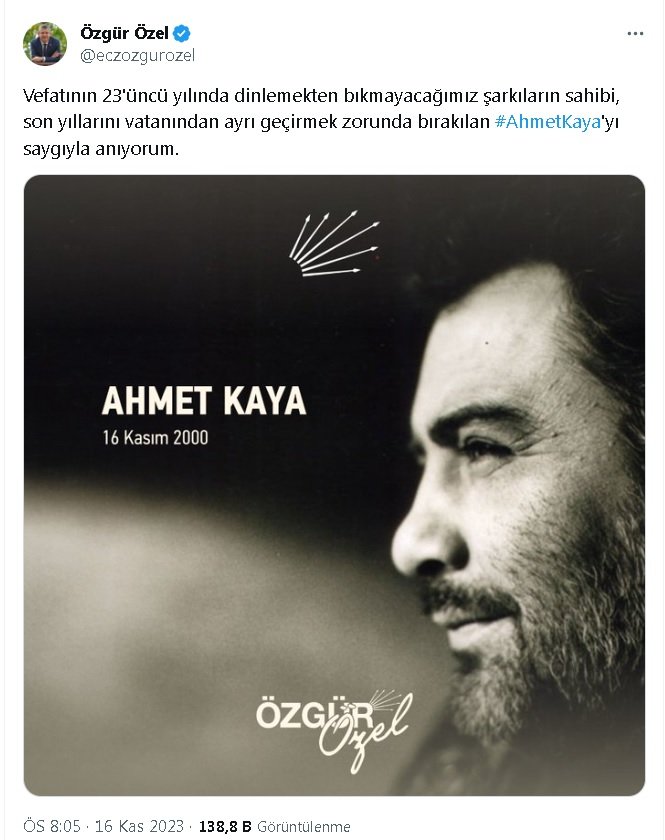 Özgür Özel, Ahmet Kaya'yı andı