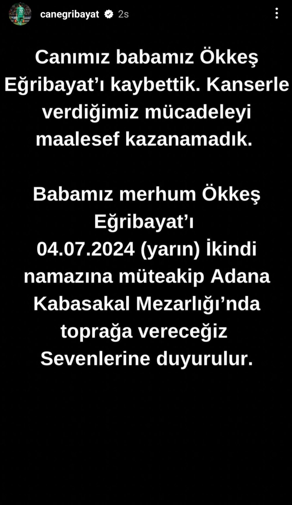 Fenerbahçeli futbolcu İrfan Can Eğribayat'ın acı günü